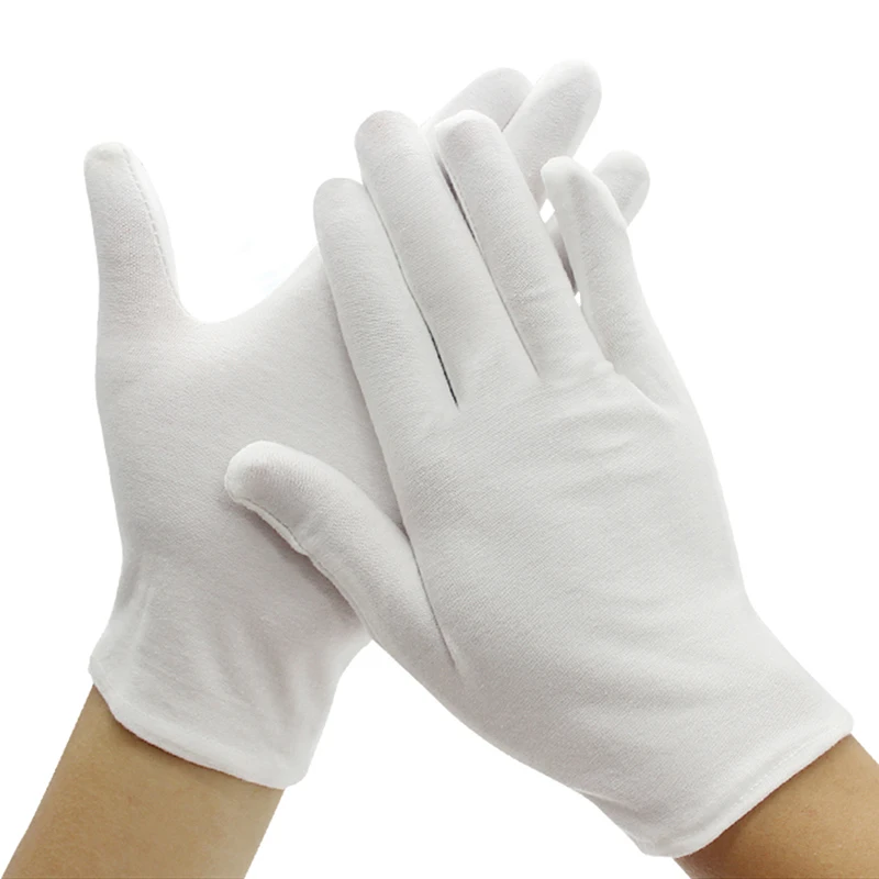 1 Pair New Full Finger Men Women Etiquette White Cotton Gloves Waiters/Drivers/Jewelry/Workers Mittens Sweat Absorption Gloves