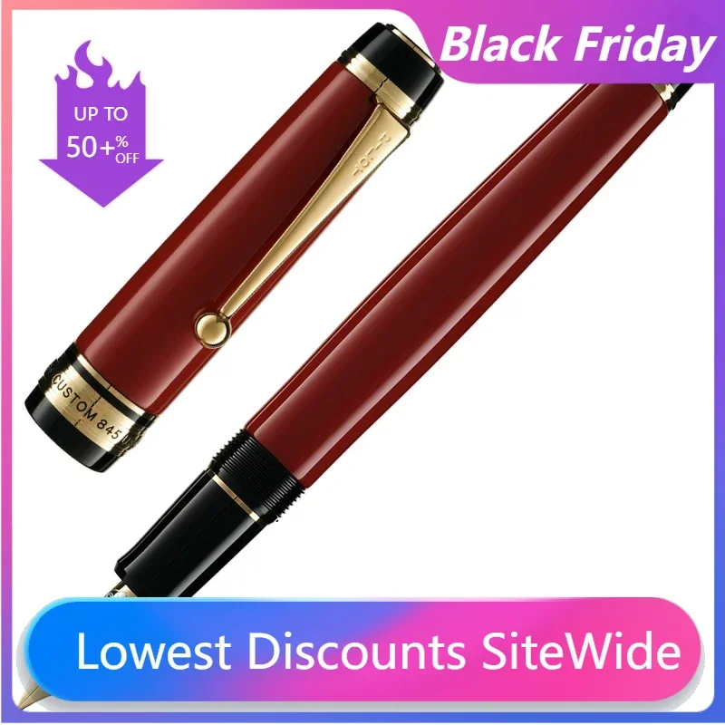 Japan Pilot 845 18K Gold Fountain Pen Two-color Gold-tipped F/M 0.5/0.7mm Nib Ink Pen Hard Rubber Acacia Wood Business Writing