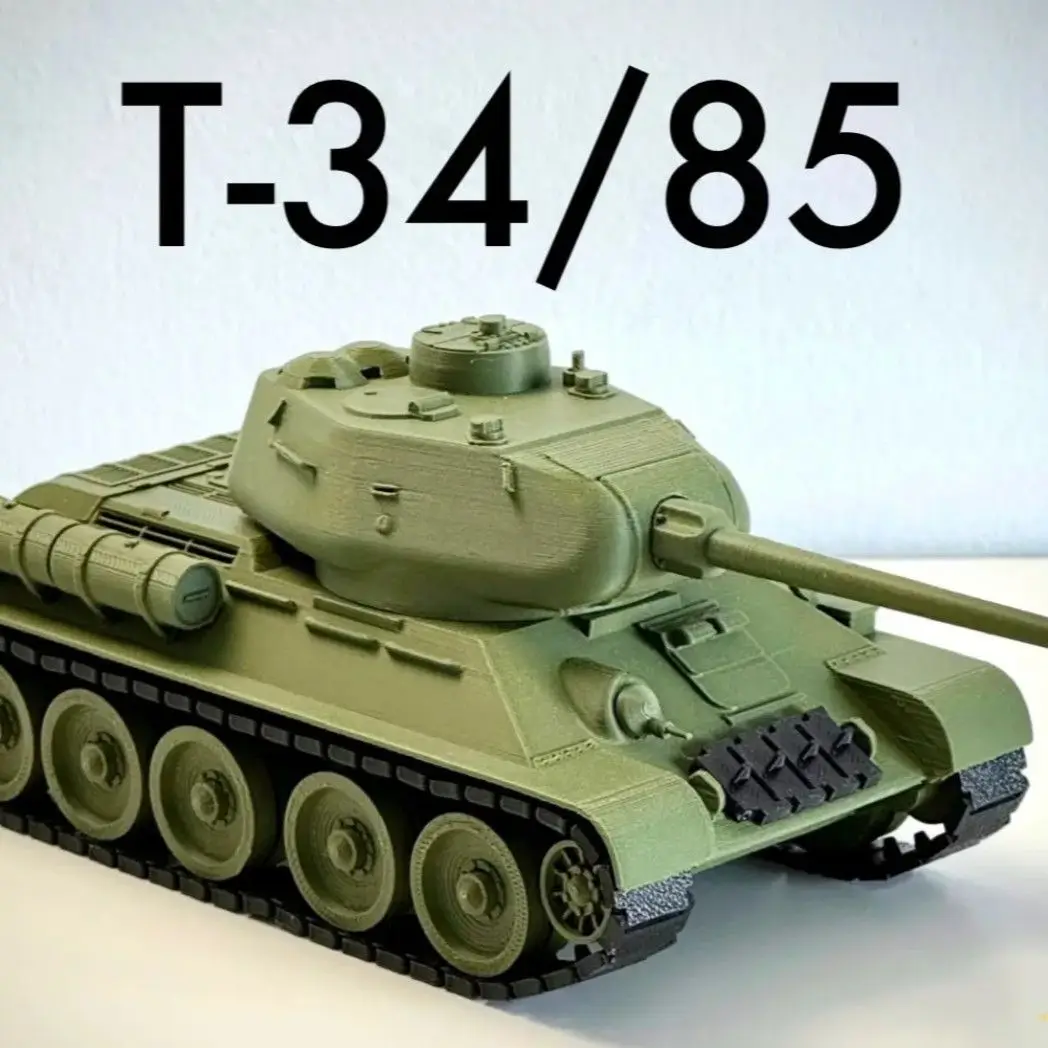 3D Printed Soviet T-34/85 Medium Tank Assembly Model Kit, Heavy Build Miniature Military Vehicle Toy Display Decor
