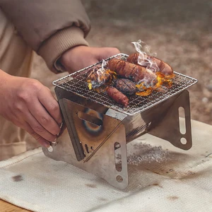 شواية فحم صغيرة قابلة للطي منطقة مطبخ متنقلة محمولة مثالية ل 1-2 أشخاص في الهواء الطلق 16x21 سم أفضل 12 موقد فحم مبيعا - رقم 1