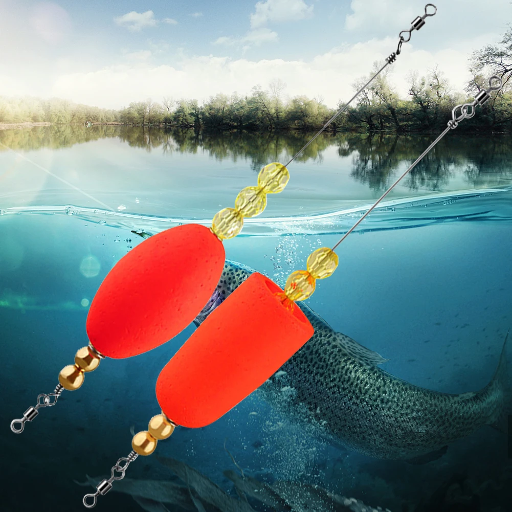 Blinker-Fischereiköder in Leuchtfarben, wiederverwendbare olivförmige/zylindrische Popper-Schwimmer für Salzwasser- und Süßwasserfische