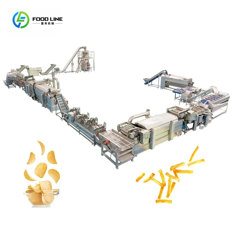 Automatic French Fries Potato Chips Machine Fully Automatic Electric Fried Potato Chips Production Line