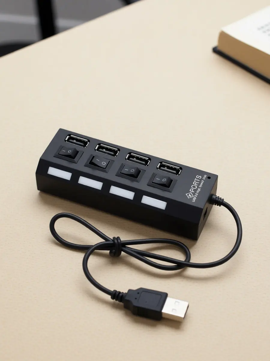 Usb Splitters Usb Hub Extension For Business Travel 4-Port Built-in 45CM Cable Per-port Power Compact Travel-friendly