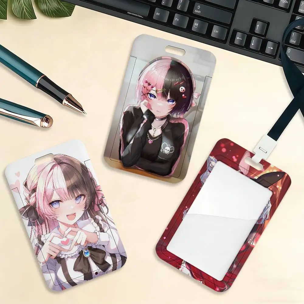 Anime Gril T-Tachibana H-HinanoS Card Holder Cardcase Bus Subway Work Permit Student Lanyard Neck Straps Badge Holder Door Card