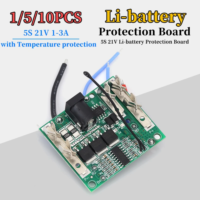Scheda di protezione universale per utensili da 1/5/10 pezzi per batteria al litio stile Makita 5S 21V con protezione termica