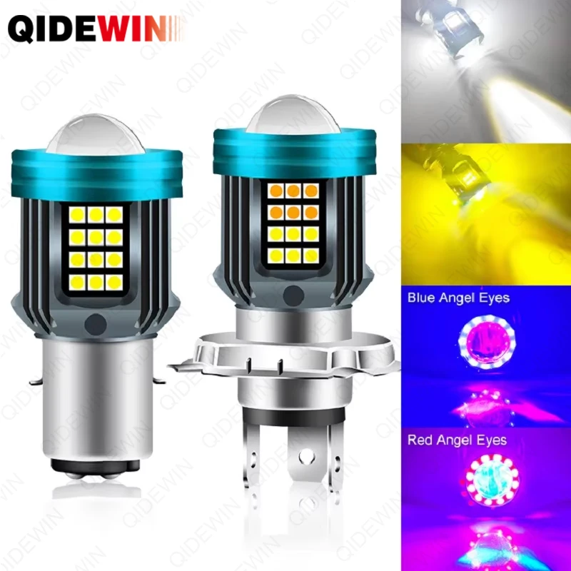 

NEW H4 LED Moto BA20D P15D LED Motorcycle Headlight Bulbs Angel White Yellow Hi Lo Beam Lens Fog Lamp for Motobike Scooter Light