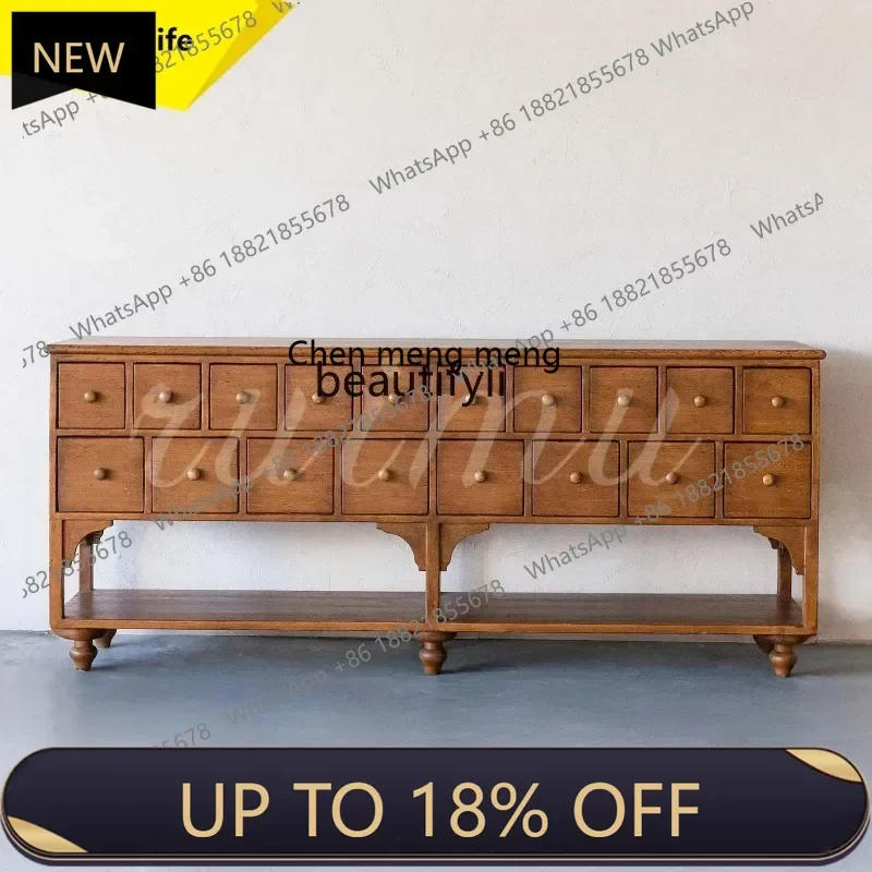 

P178 Solid Wood Decorative Cabinet Villa Entrance Wall-Mounted Integrated Entryway Cabinet American Vintage Style Drawer Cabinet