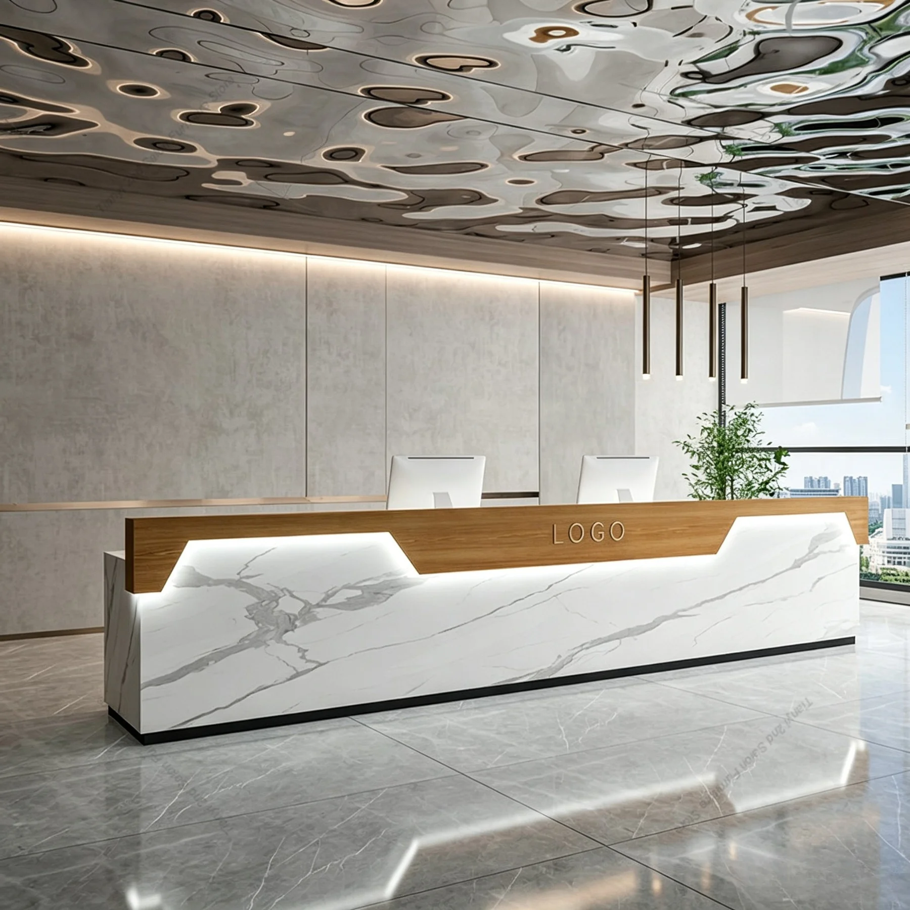 Italian Minimalist High-end Company Reception Desk, Nordic Creative Front Counter for Clothing Store Office Furniture FYRD