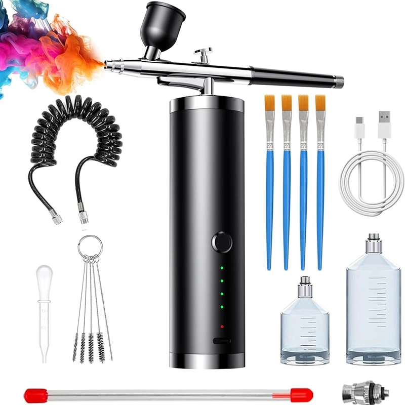 Airbrush Set Portable Airbrush With Compressor Handheld Airbrush Set Ideal For Complex Tasks Such As Tattoos/Manicures