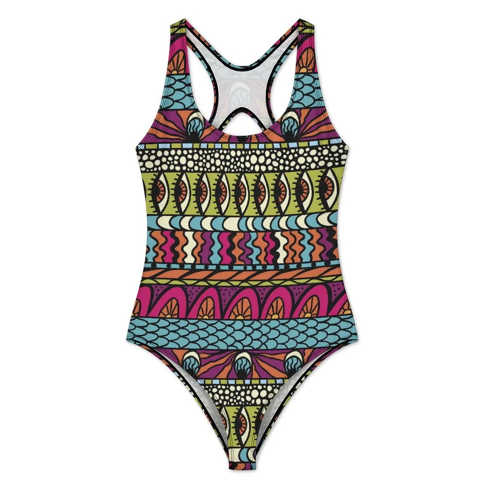 Geometric Shape Swimsuit Sexy  One-Piece Swimwear Push Up Bodysuit Modern Beach Monokini