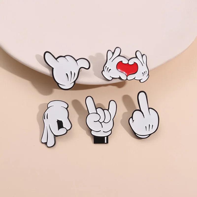 Cartoon Finger Gesture Love You Brooch Enamel Pin Creative Metal Badges Bag Decorating Badge on Backpack Jewelry Gift for Friend