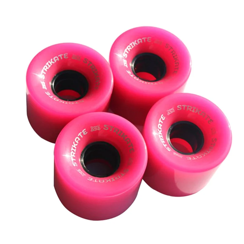 STRIKATE 4Pcs 60 x45mm Cruiser Skateboard Wheels PU Wheels Long Board Cruiser Wheels, Pink