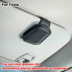 Car Sun Visor Glasses Case Sunglasses Clip Card Ticket Holder Fastener Pen Box For Tesla Model 3 Model Y Model S Model X Plaid