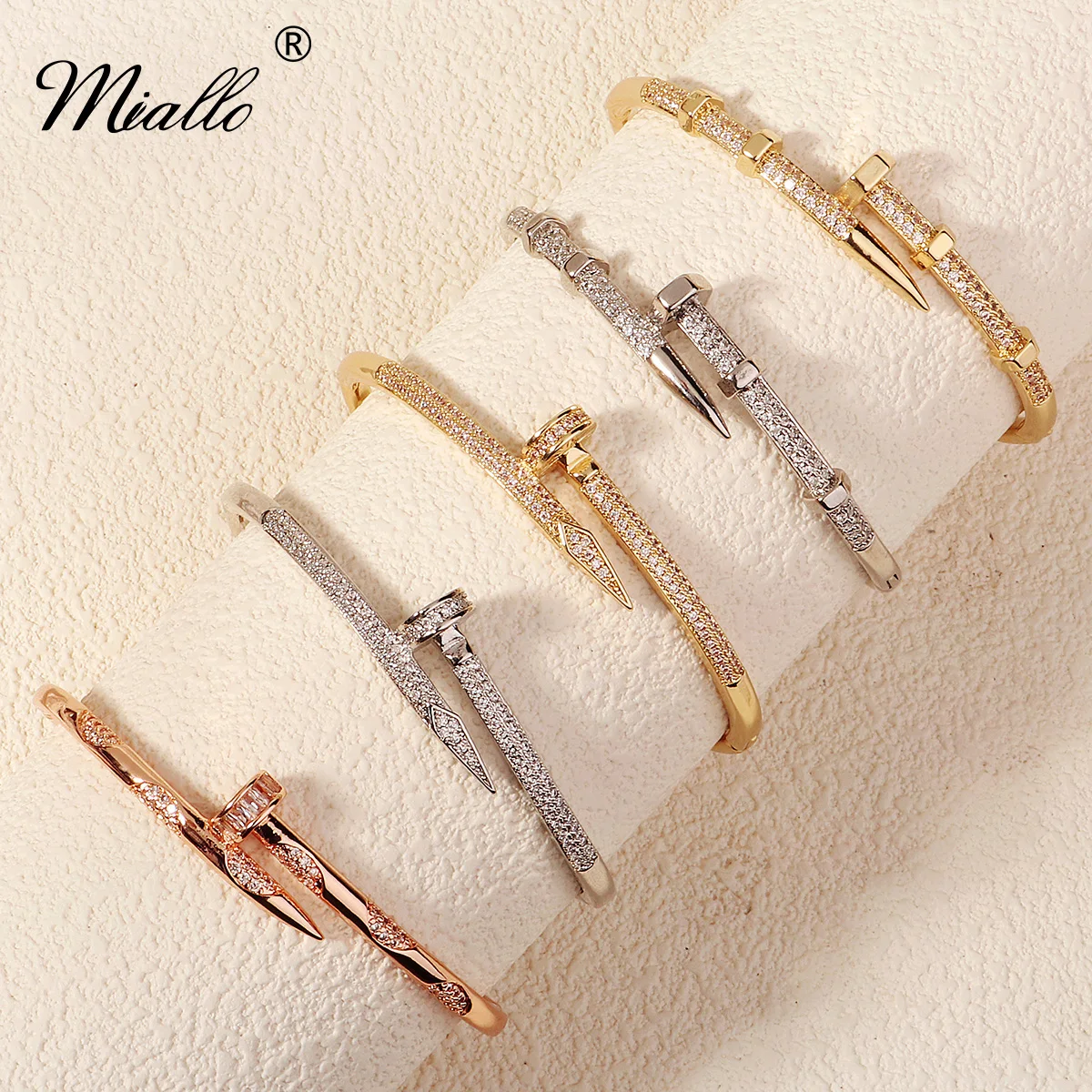 Miallo Female Brand Nail Bracelets Trendy Bracelet Zircon Screw Bracelet For Women Everyday Party Festive Jewelry As Gifts