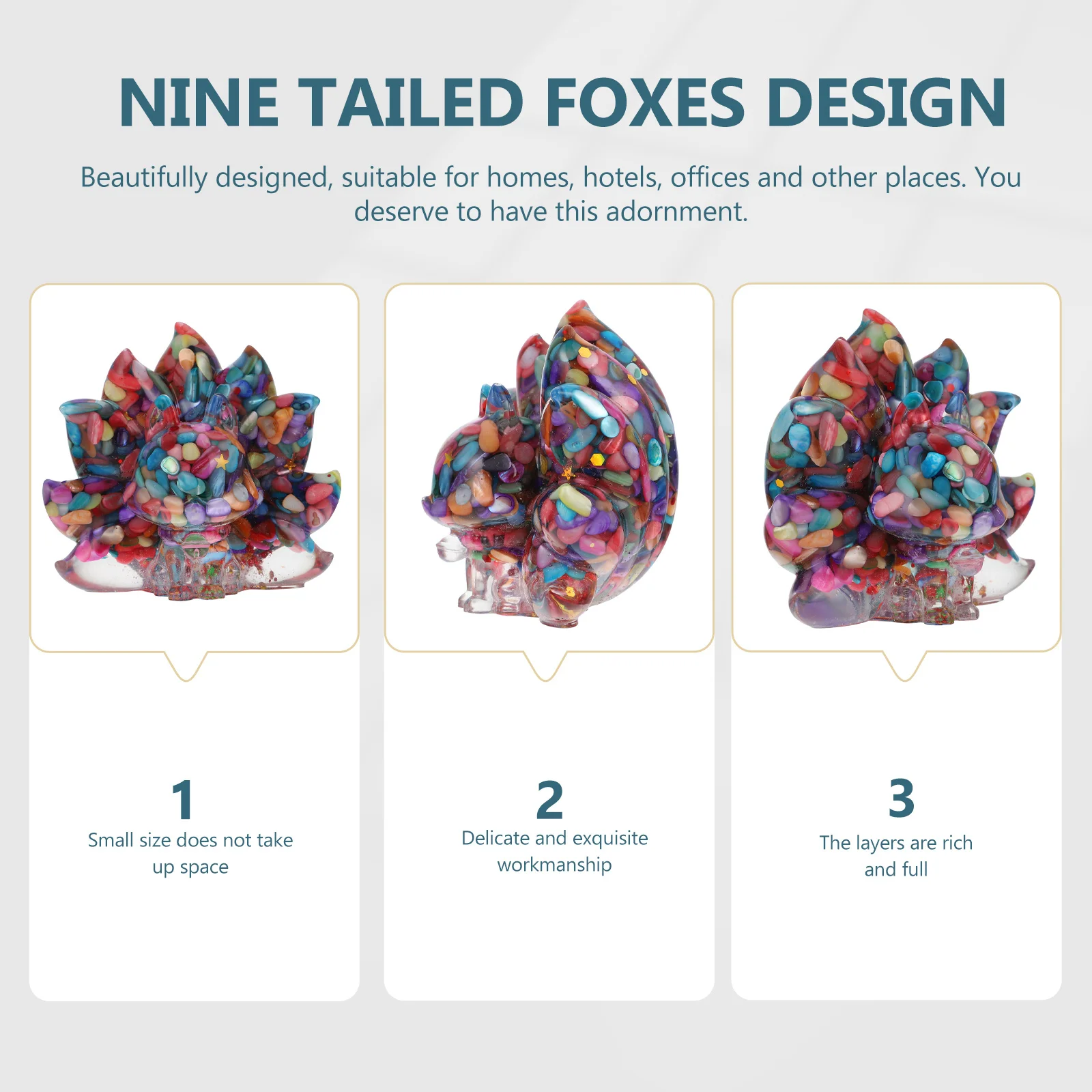 

Home Office Decor Nine Tailed Statue Decoration Resin Ornament Decorative Nine-tailed-fox Desktop Creative