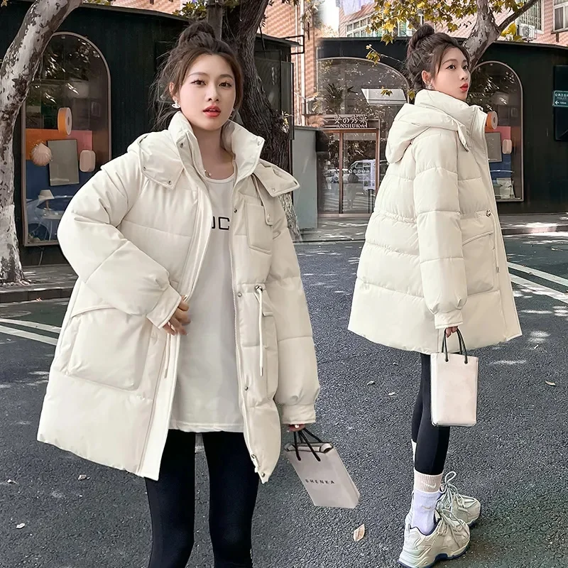 New 2024 Winter Women Jacket Long Parkas Female Down Cotton Hooded Overcoat Thick Warm Jackets Windproof Casual Loose Coat