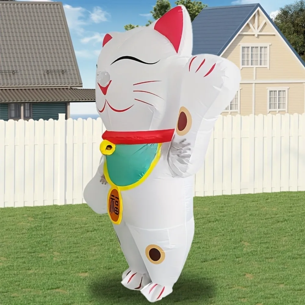 Costume gonfiabile di Halloween Lucky Cat Set di bambole di ruolo per spettacoli teatrali di Halloween per -4'11"-6'3")