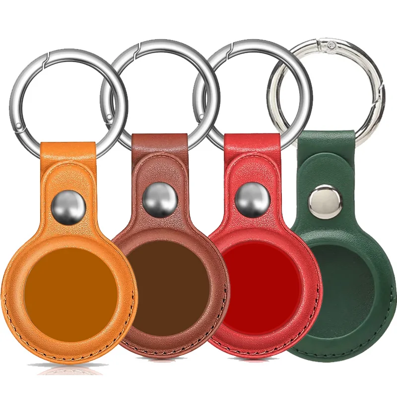 4er-Pack PU-Lederhülle für Apple Airtags mit Schlüsselanhänger, Air Tag Halter, Tier-Tracker-Zubehör, Schutzhülle
