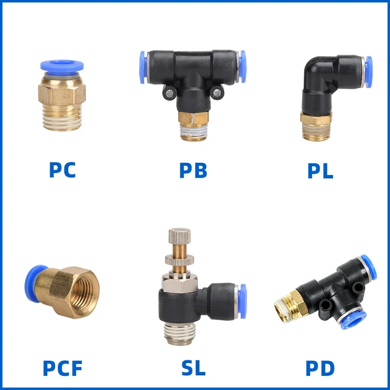 PC PCF PL SL Tube 8 10 12 Thread 1/4 3/8 1/2 Pneumatic Components PU Hose Quick Coupler Pipe Connector Fittings Air Compressor