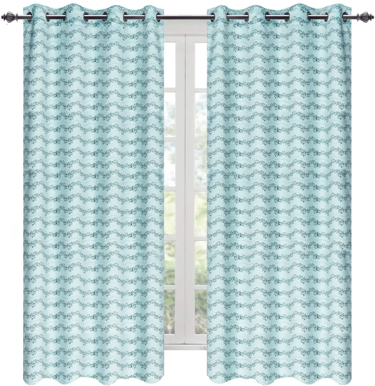 

Green Floral Thermal Grommet Blackout Curtain - 52 in. W x 84 in. L