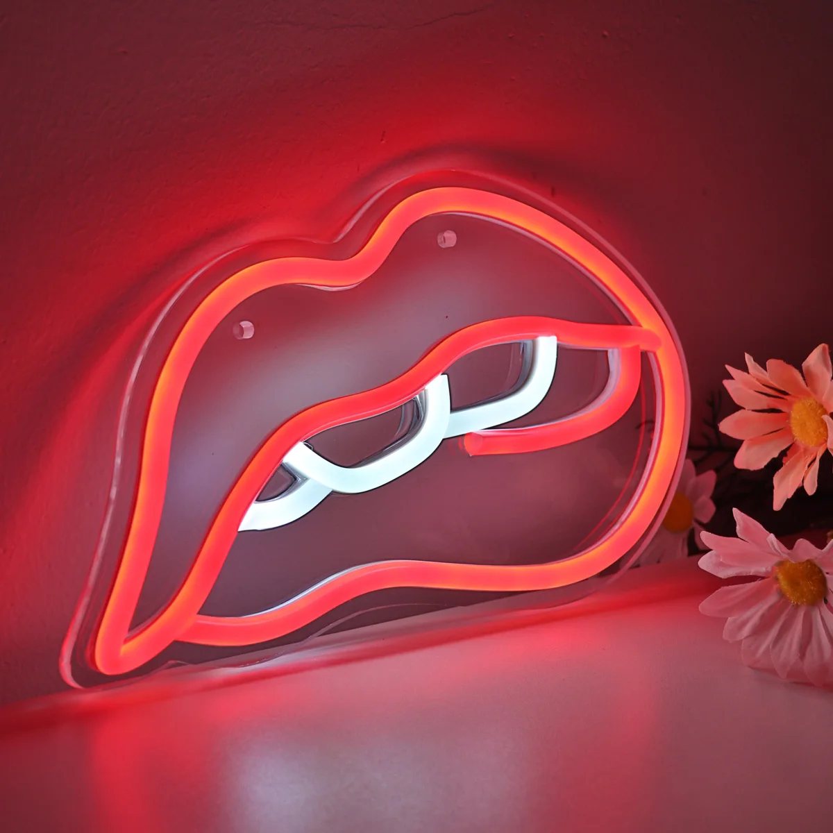 

1pc 5V USB PoweredWomen Biting Lips LED Wall Neon Art Sign For Room Home Party Pub Club Gallery Decoration 9.49''*5.67''