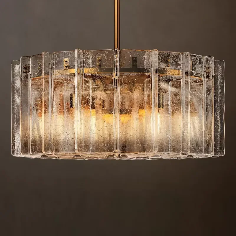 48 Inch Medieval Style Transparent Glass Chandelier Round Luxury Modern Ceiling Light for Living Room Home Decoration