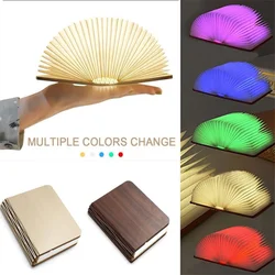 3D Wooden Folding Book Lamp Creative Led 5 Colors USB Recharge Atmosphere Table Lamp Holiday Birthday Gift Portable Night Lights