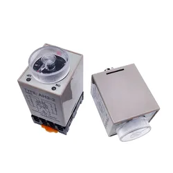 1 PC AH3-2 Time Relay AC/DC Universal Thick Stitch Power-on Delay Timer AH3-3 Time Set Range 0.1S-60m with Base DC12V24V AC220V