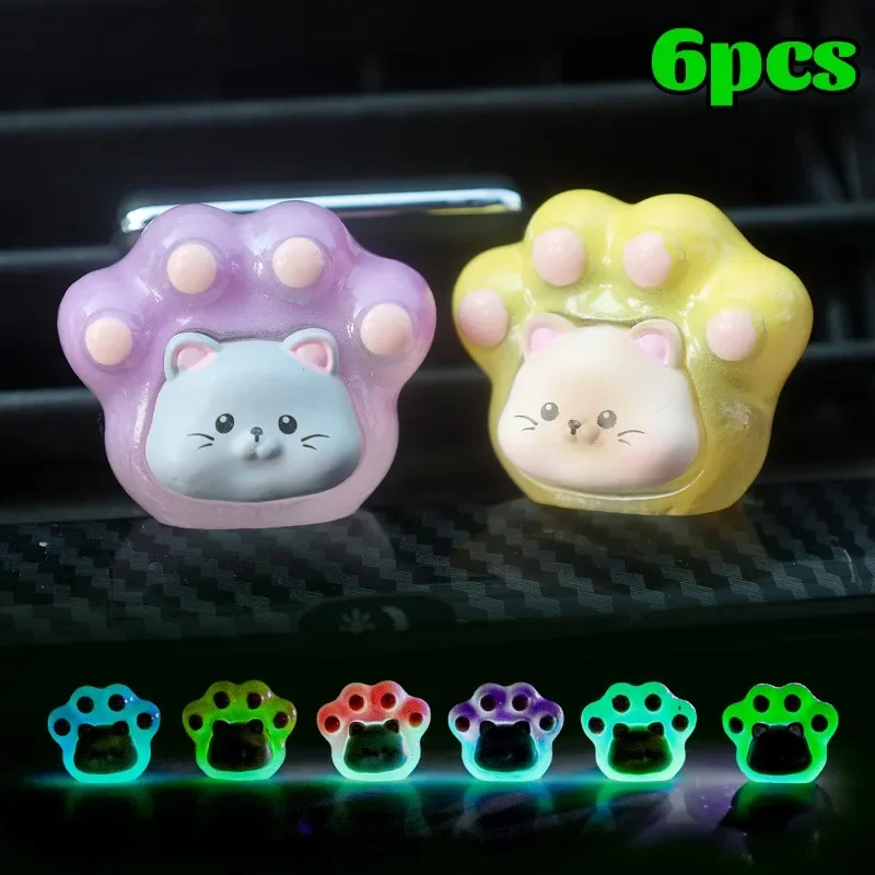 Luminous Cat Paw Car Ornaments Cartoon Cute Animal Paw Night Light Decoration Ornament Car Desk DIY Micro Landscape Accessories