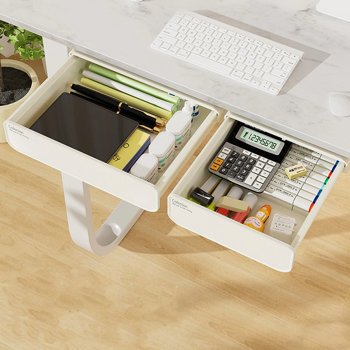 מתחת לשולחן מגירה קיבולת גדולה של שולחן במשרד התחתון תיבת אחסון בלתי נראה בלתי נראה מטעני נייר