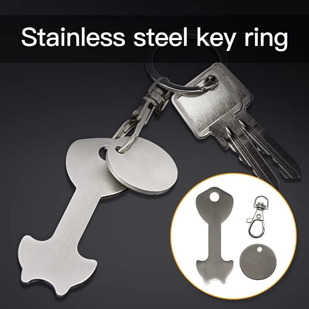 Shopping Trolley Releaser, Removable Shopping Trolley Token Key Fob Made of Stainless Steel,Shopping Chip Keyring 2PCS