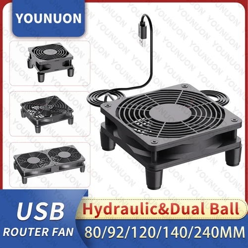 Ventilador enrutador USB de 5V, 80mm, 92mm, 120mm, 140mm, bricolaje, TV Box, bola/enfriador de manga y red protectora, ventilador de refrigeración de escritorio