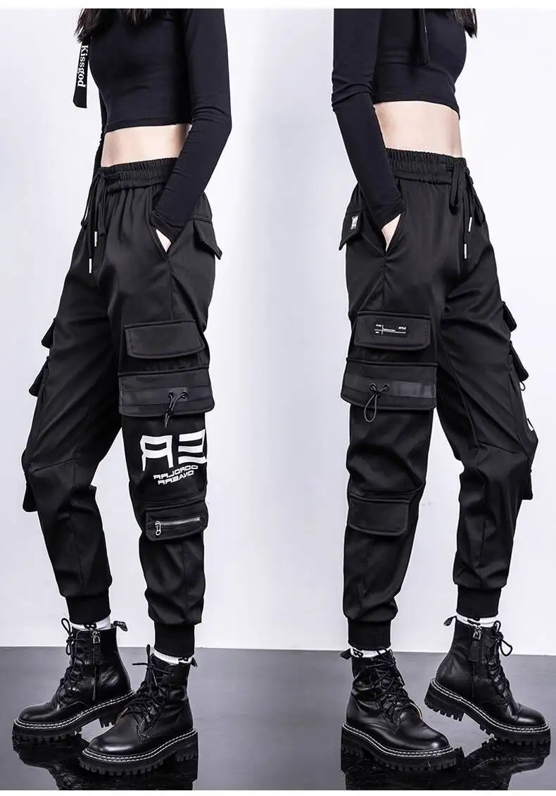 HKSH Women Tide Cargo Pants Casual Loose Trend American Pockets Safari Style Overalls High Street Foot Binding Hiking Ins HK3902