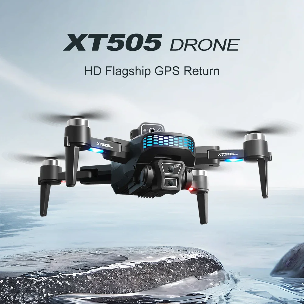 XT505 RC Drone 4K Dual Camera Remote Control Helicopter Obstacle Avoidance Folding Brushless Photography Quadcopter Kid Toy