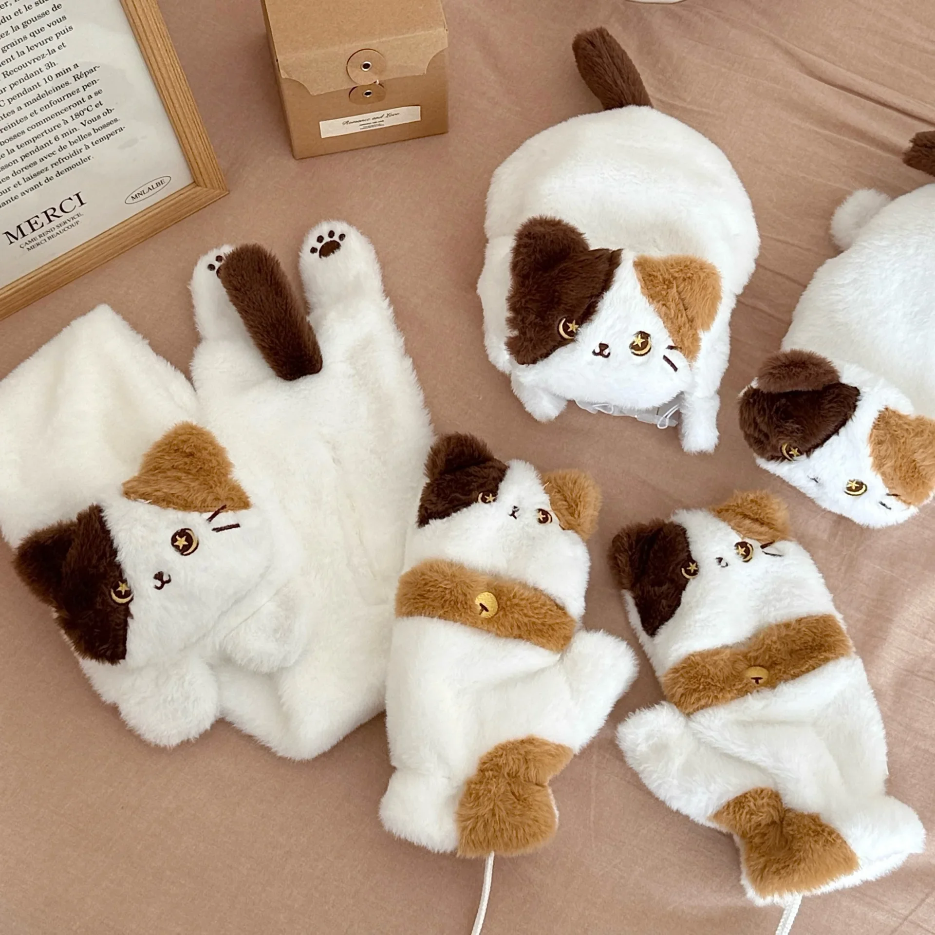 New Winter Cute Cat Gloves Scarf Windproof Knee Protector Set Outdoor Warm Small Scarf