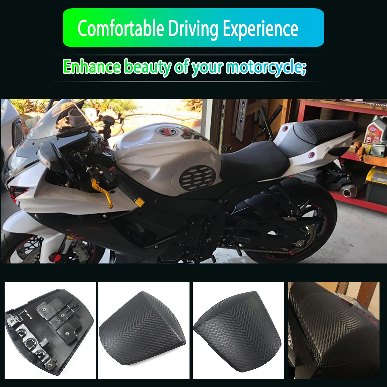 

Для GSXR750 SXR600 чехол на заднее пассажирское сиденье для Suzuki GSX-R 600 750 K11 2011-2024, обтекатель мотоцикла, аксессуары для обтекателя