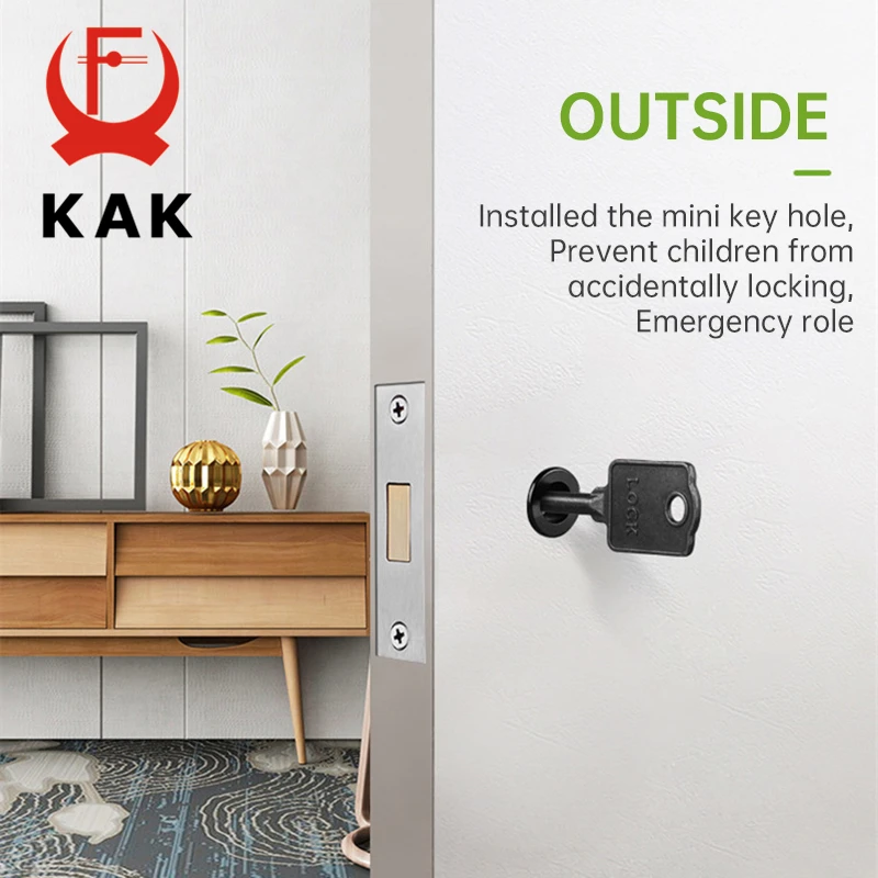 KAK Black Zinc Alloy Hidden Door Lock Invisible Corridor Sliding Door Handle Lock Keyless Mechanical Lock Door Latch Hardware