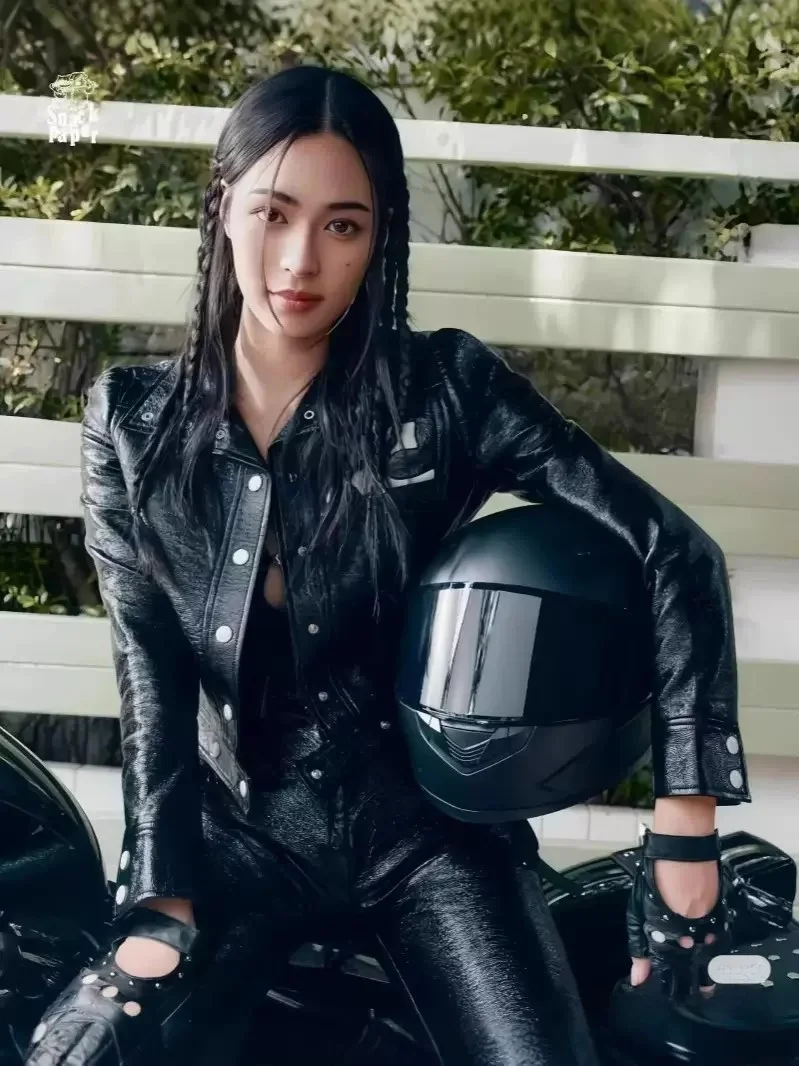 Jaet in pelle da donna di lusso trapuntata colletto alla coreana Biker ort Cappotto Street Sle Zipper Slim Fit lungo Sve Capispalla primaverile