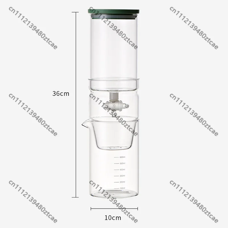 600ml Glass Cold Drip Coffee Pot Set with Spoon, Mat and 100 Filter Papers, Household Iced Cold Brew Sharing Coffee Maker