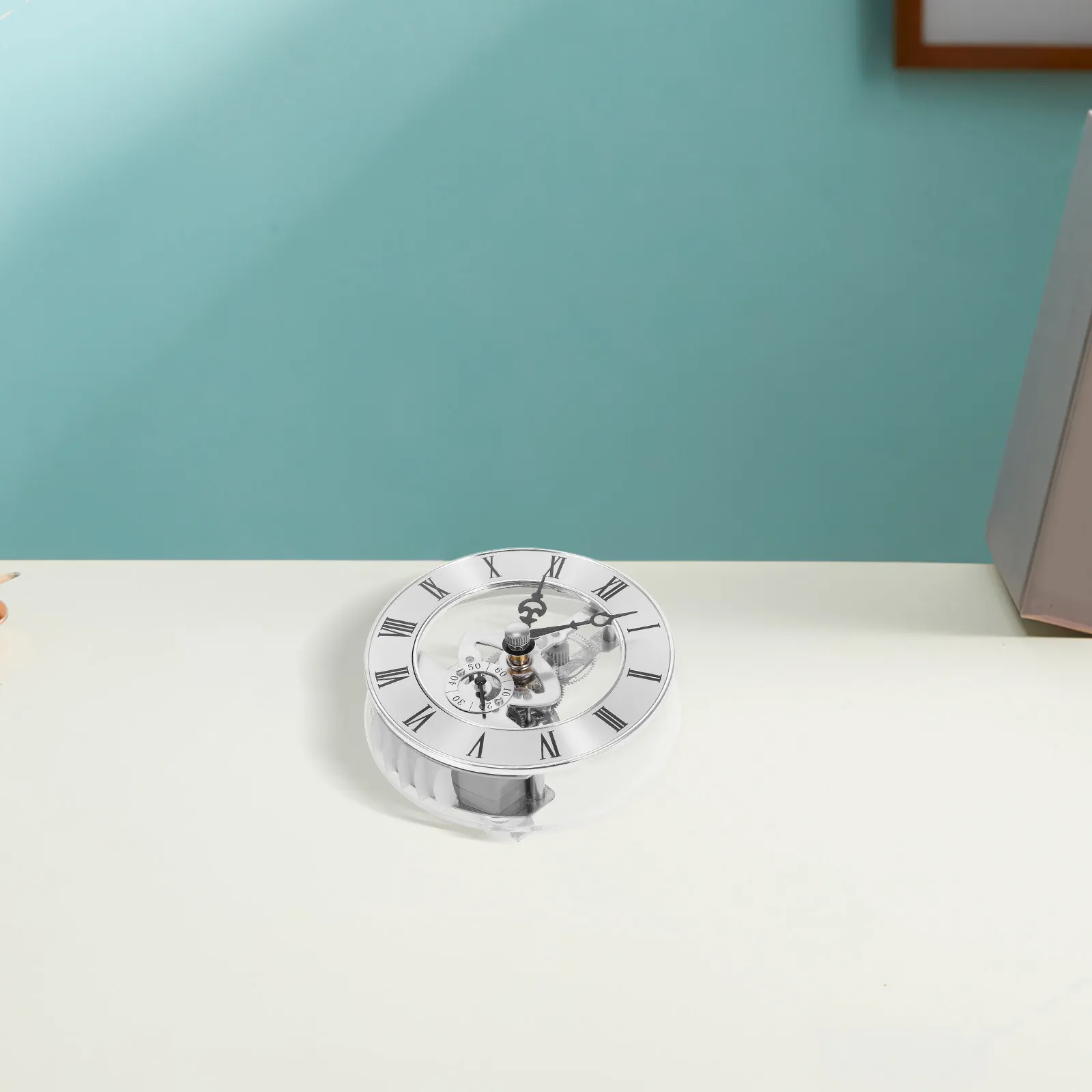Transparent Clock Insert 86Mm Metal Inlay Design DIY Wall Clock Repair Quartz Movement Roman Numerals Visible Gear