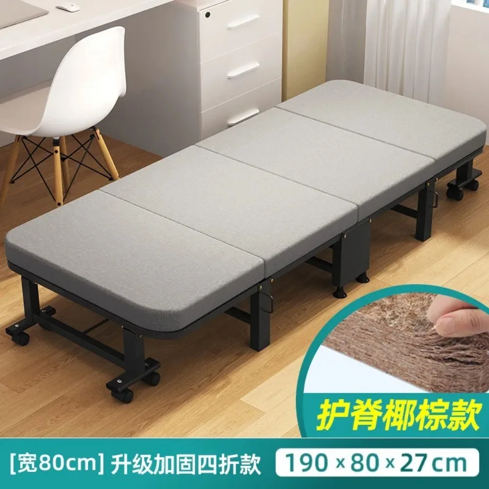 Foldable Camping Bed for Office, Single Cot with Hard Board and Coconut Palm Mat, Portable Recliner for Home and Travel