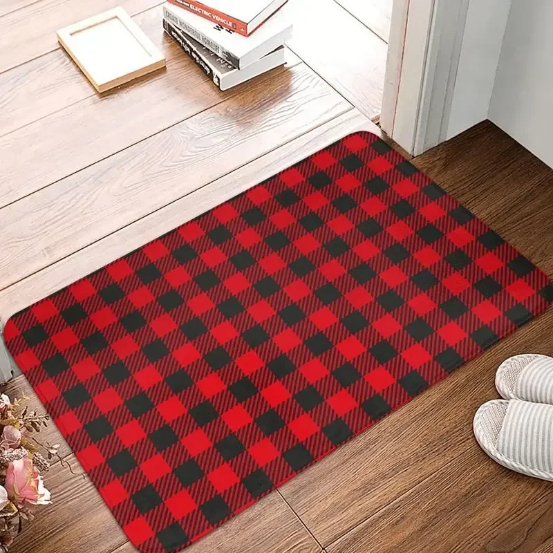 1PCClassic Checkered Plaid Front Door Mat Anti-Slip Waterproof Geometric Gingham Doormat Floor Bath Indoor Rug Entrance Carpet