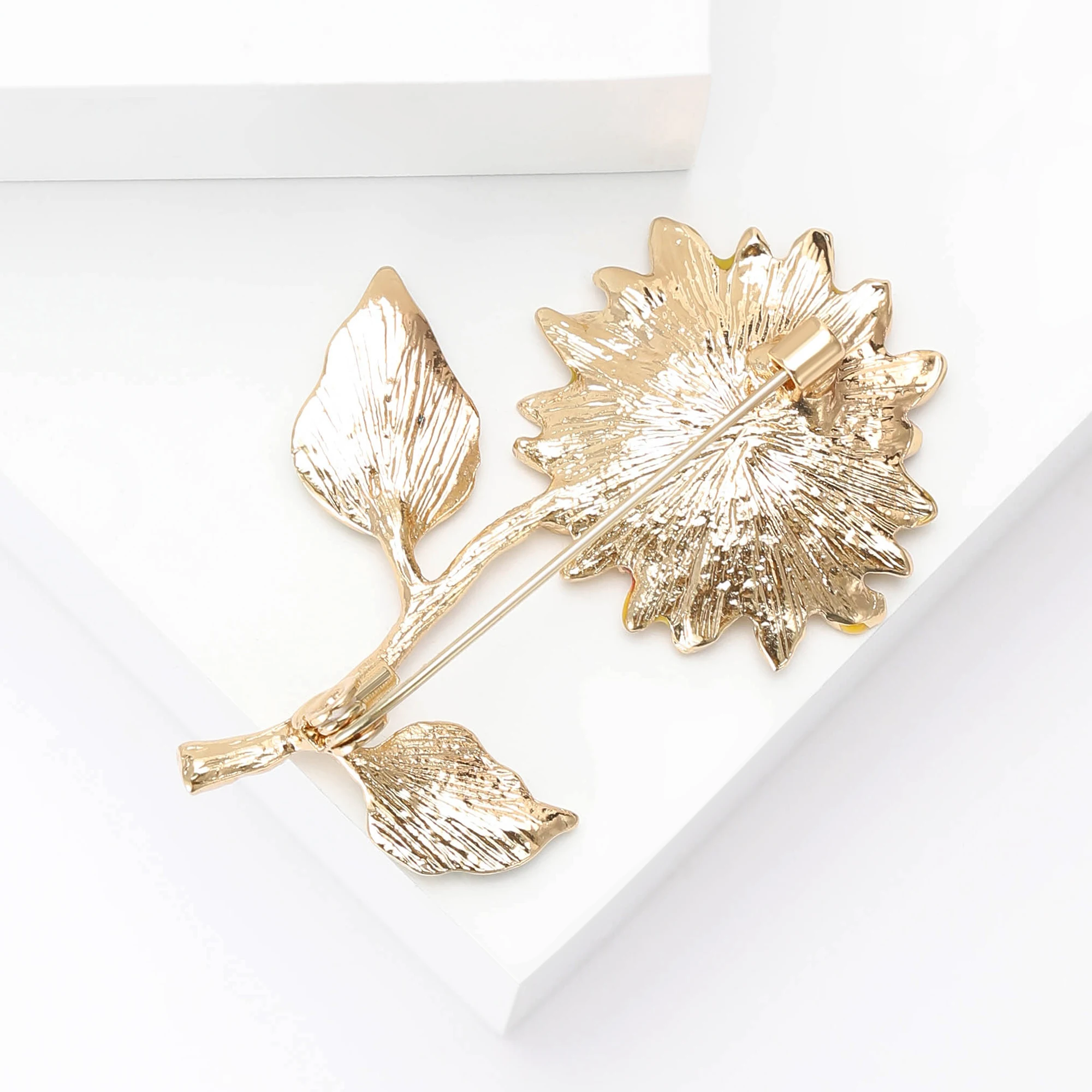 Rhinestone Sunflower Flower Brooches for Women Unisex Enamel Botanical Pins Banquet Party Backpack Gifts Jewelry Accessories view 3