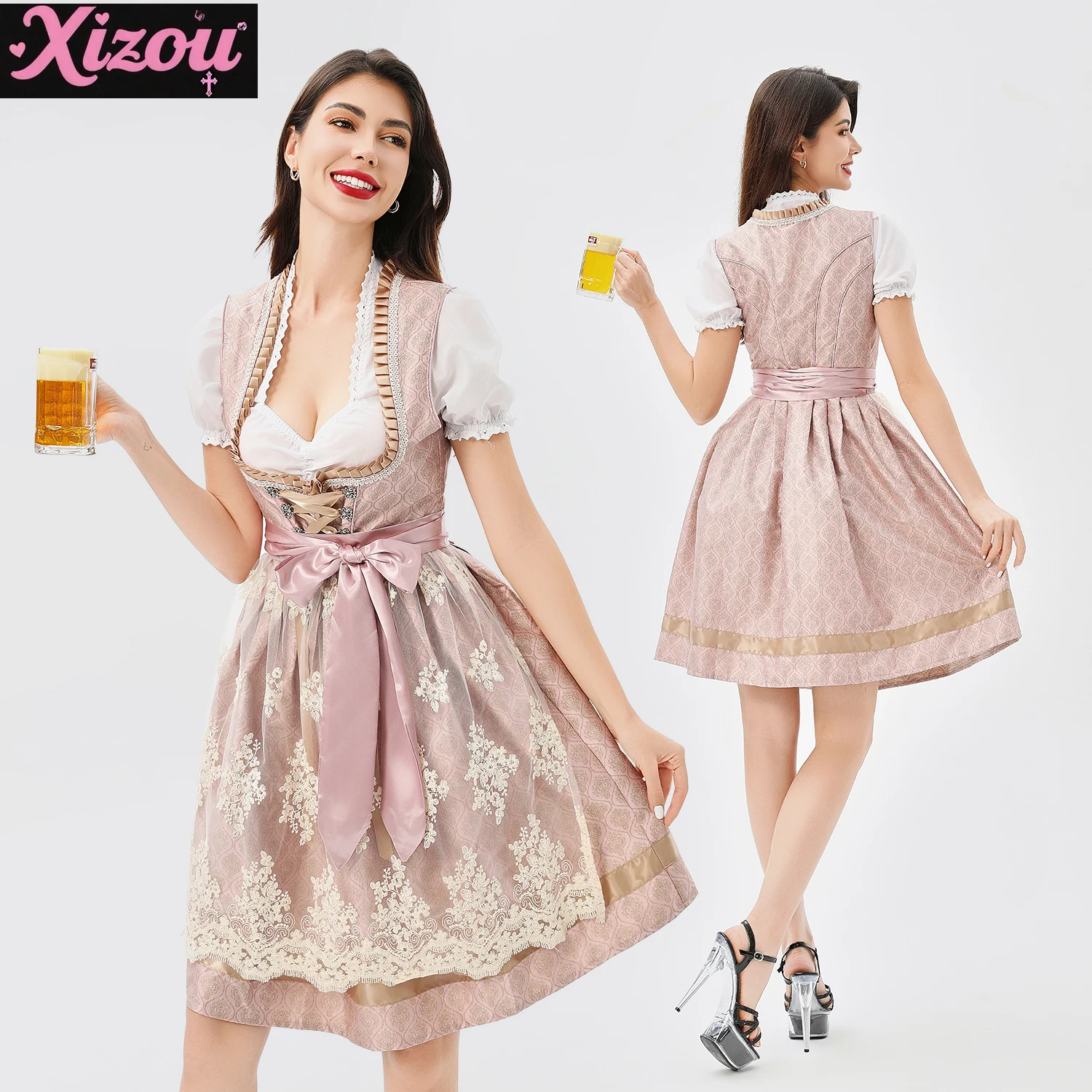 

Deluxe Dirndl Oktoberfest For Woman Costume Alps Wench Traditional Featival Waitress Cosplay Carnival Fancy Dress Party