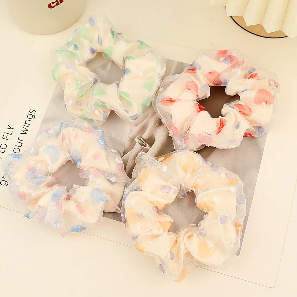 Lace Elastic Hair Rope for Women Girls Mesh Colorful Dotted Scrunchies Ponytail Holder Headdress Stretch Hair Accessories