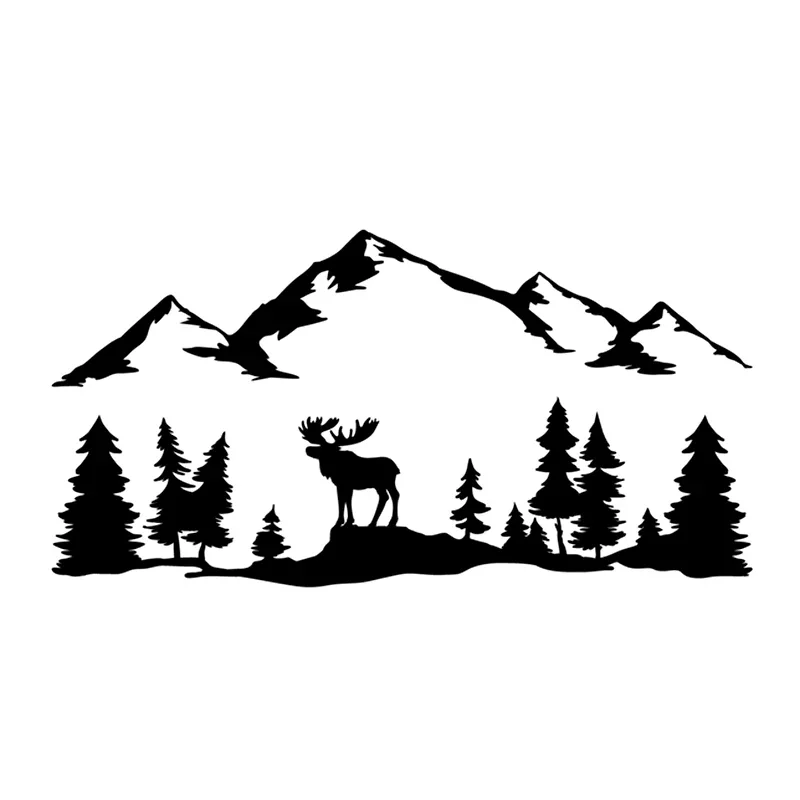 Car Sticker Camping Off-road Tree Deer Forest Products Cute, Auto Stickers Accessories Decals Personality, Stylish, PVC Body