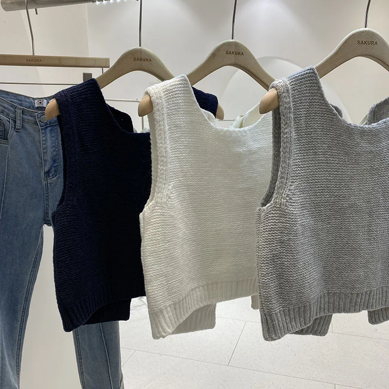 القوس الجوف خارج سترة سترة المرأة الخريف النسخة الكورية تنوعا محبوك معطف الحلو أكمام جولة الرقبة سترة فضفاضة أعلى