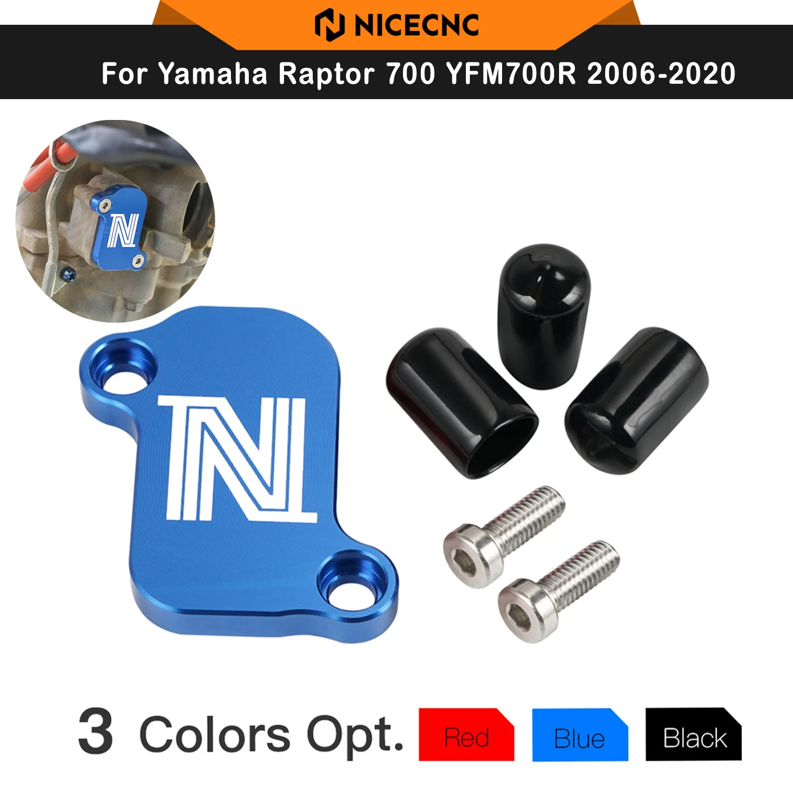 NICECNC Tapas de bloqueo de escape (Smog Block Off Plates) para Yamaha Raptor 700R YFM700R 2006-2020, Accesorios para ATV Raptor 700 YFM700
