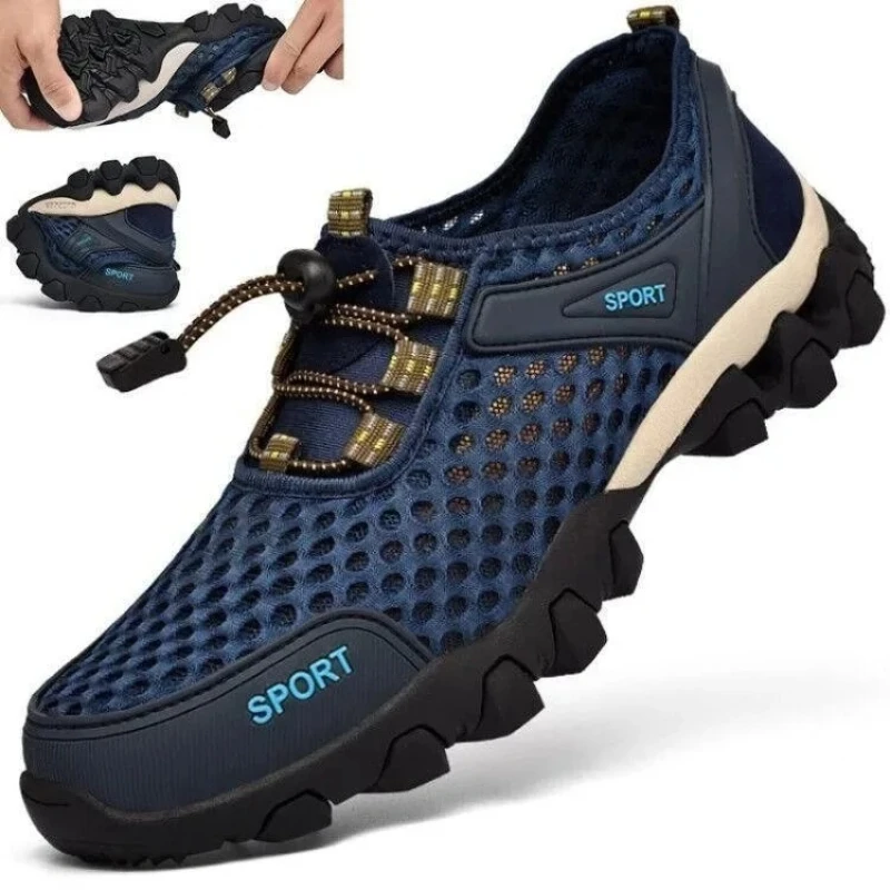 Summer Men's Mesh Sports Shoes Mountaineering Breathable Lightweight Anti Slip Shoes Outdoor Travel Running Casual Shoe Zapatos