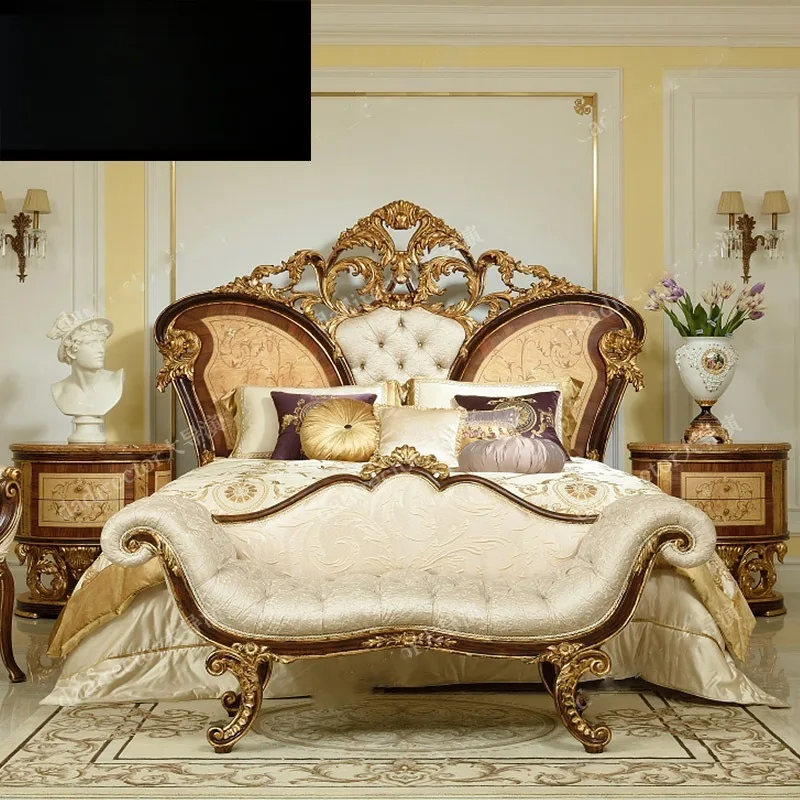 European Luxury Carved Birch Bedside Cabinet French Locker Marble Bedroom Drawer Bedside Table Furniture